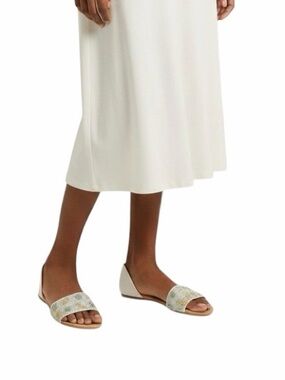Andiamo•White Pineapple Open Toe Slide Sandals